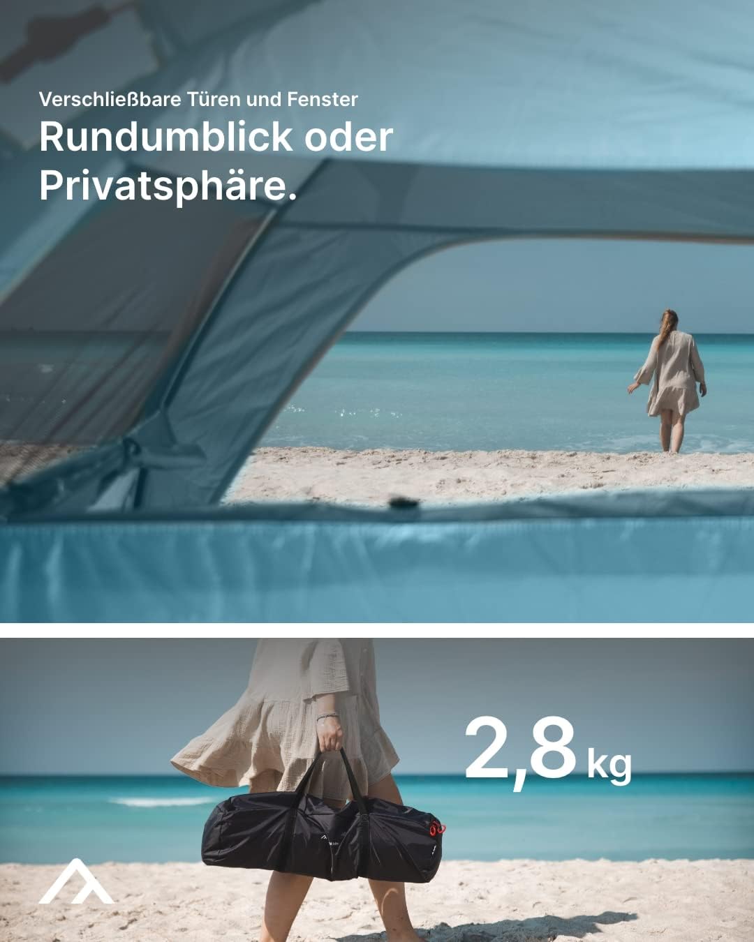 qeedo Quick Palm Strandmuschel mit UV-Schutz (UV80), kleines Packmass, schnell aufzubauender Sonnens