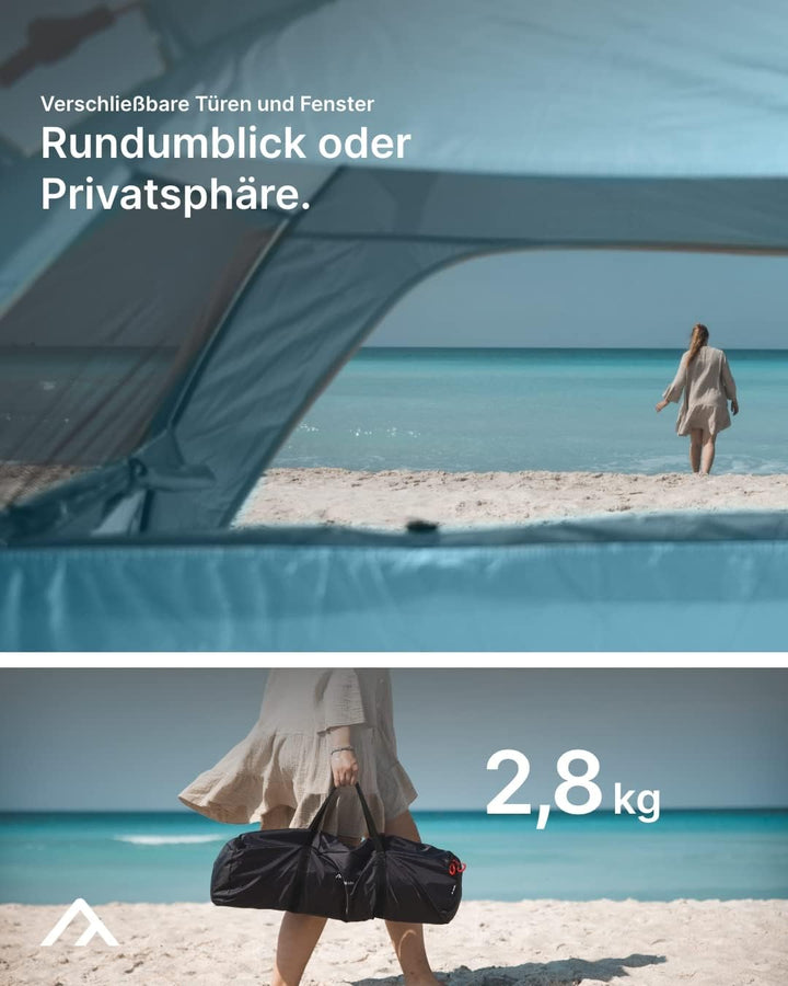 qeedo Quick Palm Strandmuschel mit UV-Schutz (UV80), kleines Packmass, schnell aufzubauender Sonnens