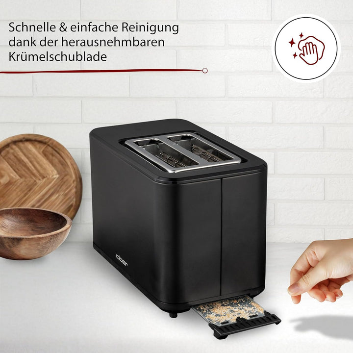 Cloer 3930 Digitaler Toaster für 2 Scheiben, Touch-Funktion, 750-900 W, Restzeitanzeige, Auftaufunkt