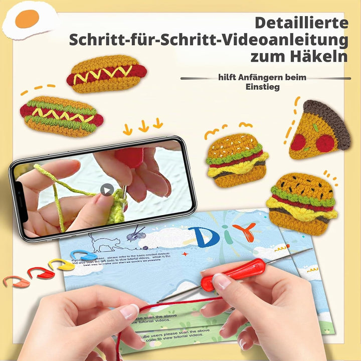 YAMAXIN Häkelset für Anfänger, Häkelanfängerset mit Schritt-für-Schritt-Videoanleitungen, Häkelanfän