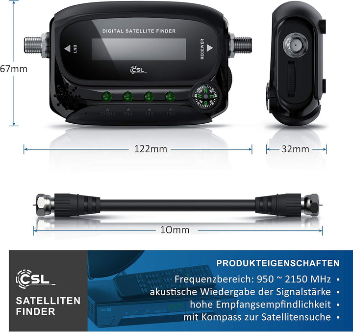 CSL - Digital Satfinder - Satelliten Finder Messgerät - LCD-Display - HD TV-fähig - mit integriertem