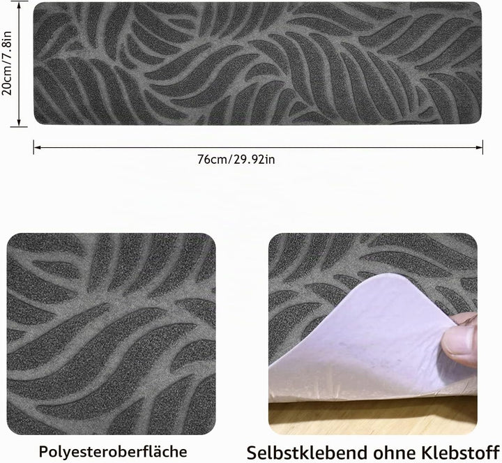StufenmattenSelbstklebend 76x20 cm Treppenstufen Matten, 15 Stück Rutschschutz Treppenteppich für Ho