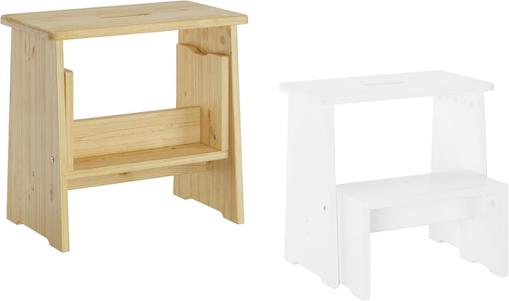 Erst-Holz Stufenhocker Klapphocker Tritthocker klappbar Kiefer Natur oder weiss V-90.92-06, Weiss