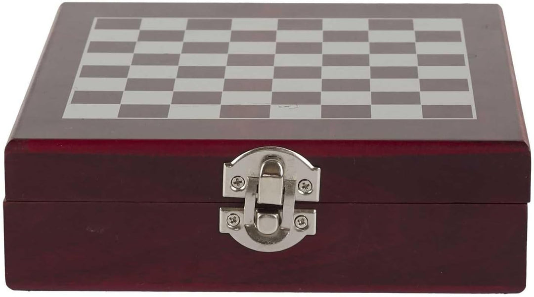 Wein- und Schachset im Holzbox – Elegantes Geschenkset mit Schachbrett, Figuren & Weinaccessoires –