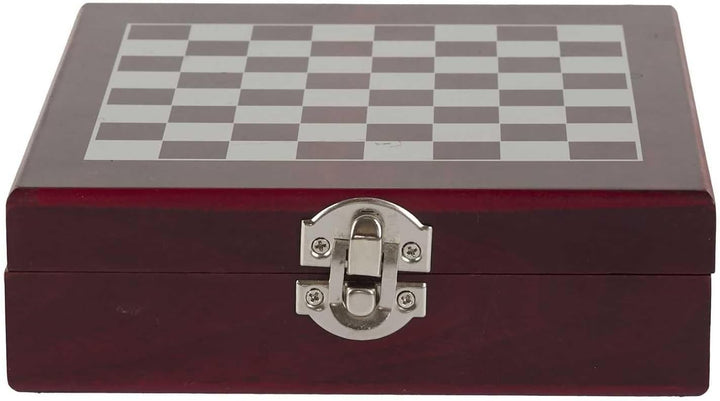Wein- und Schachset im Holzbox – Elegantes Geschenkset mit Schachbrett, Figuren & Weinaccessoires –