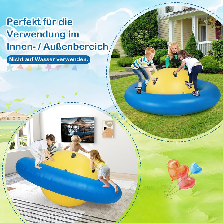 COSTWAY Aufblasbare Kuppelwippe für Kinder, 223 cm grosse Kinderwippe zum Rollen, Neigen, Klettern &