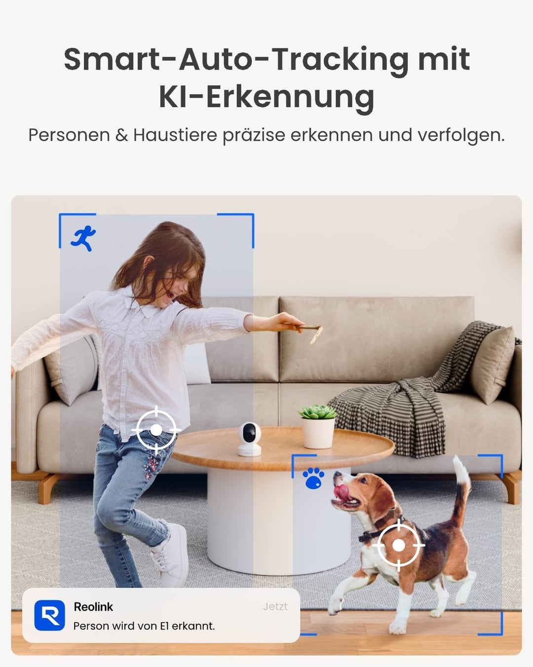 Reolink 2K 4MP WLAN Überwachungskamera Innen, 360°-Ansicht Baby Monitor mit Personen-/Tier-/Weinen-E