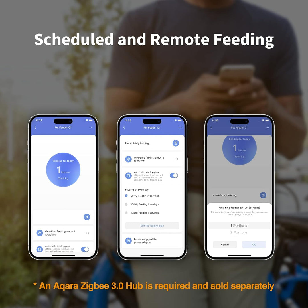 Aqara Smarter Futterautomat C1, ERFORDERT AQARA Zigbee 3.0 HUB, Futterautomat für Katzen und Hunde,