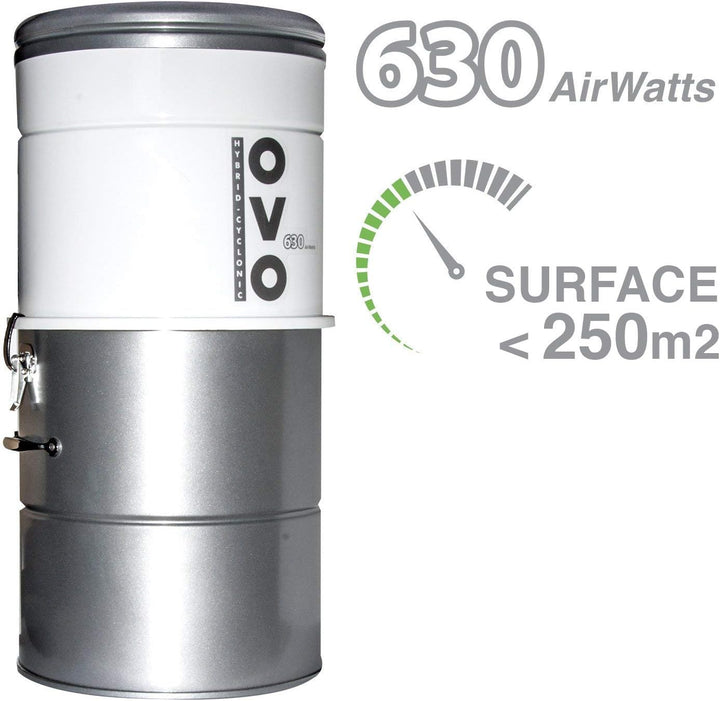 OVO-630ST-25H, zentralisierter Staubsauger, Stahl, Grau, 1500 W, 63 Dezibel