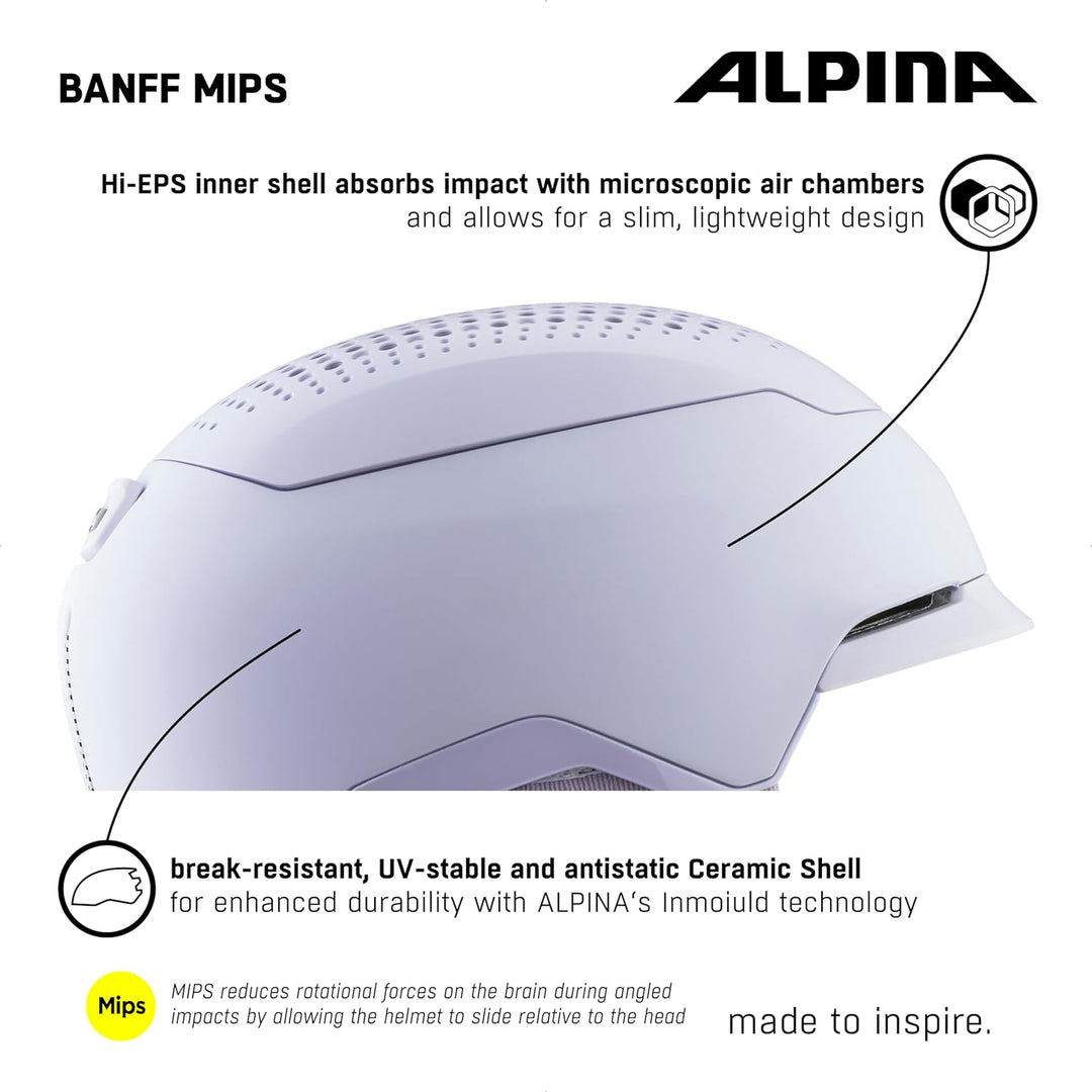 ALPINA BANFF MIPS - Nachhaltiger Lila matt MEDIUM (21.7 - 23.2 in), Lila matt MEDIUM (21.7 - 23.2 in