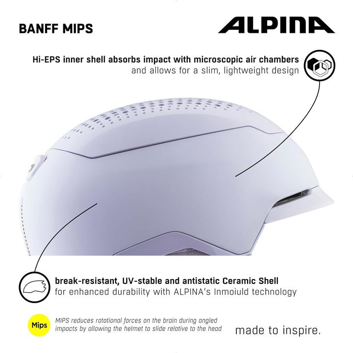 ALPINA BANFF MIPS - Nachhaltiger Lila matt MEDIUM (21.7 - 23.2 in), Lila matt MEDIUM (21.7 - 23.2 in