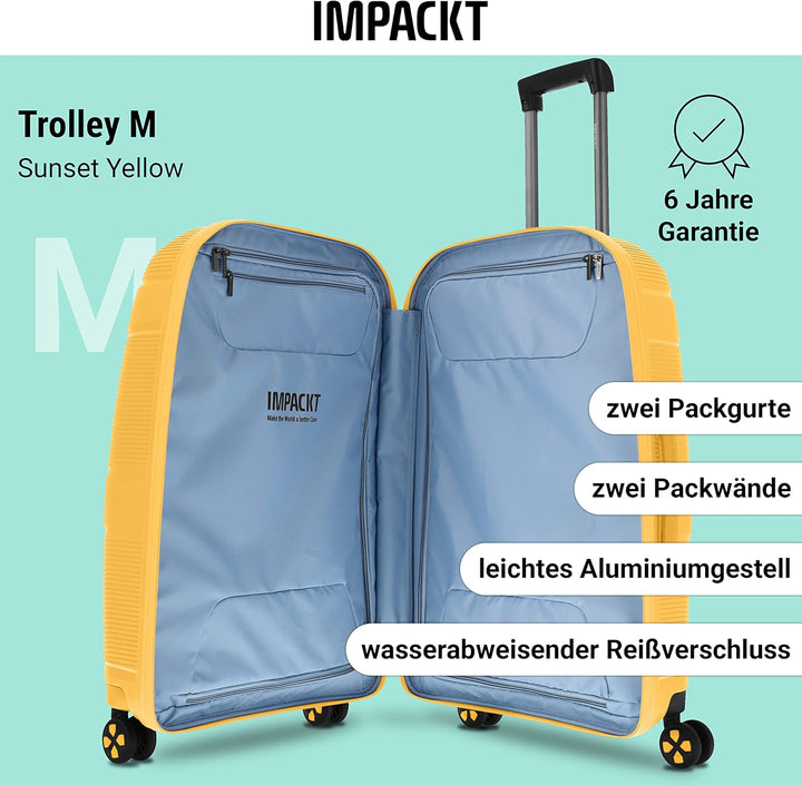 IP1 Hartschalen-Koffer M - 67x45x28 cm, 73 L, 3,5 kg - TSA-Schloss, auswechselbare Rollen - aus recy