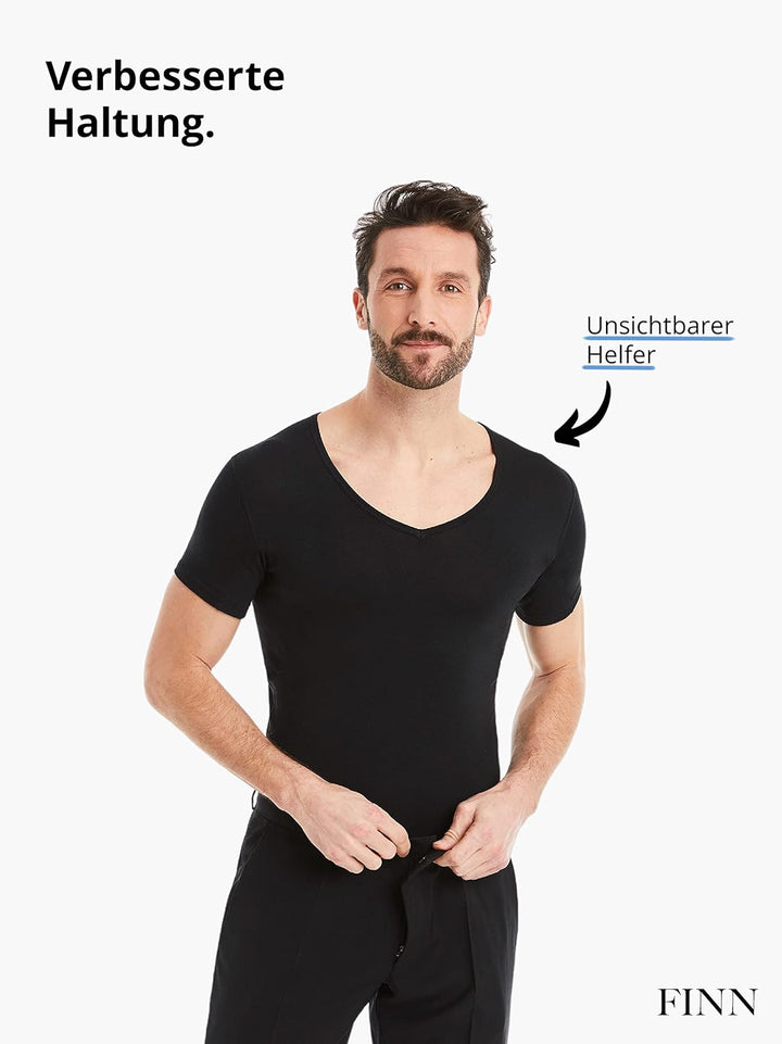 FINN figurformendes Kompressions-Unterhemd Herren - Shapewear Kurzarm Shirt mit Bauch-Weg Effekt - B