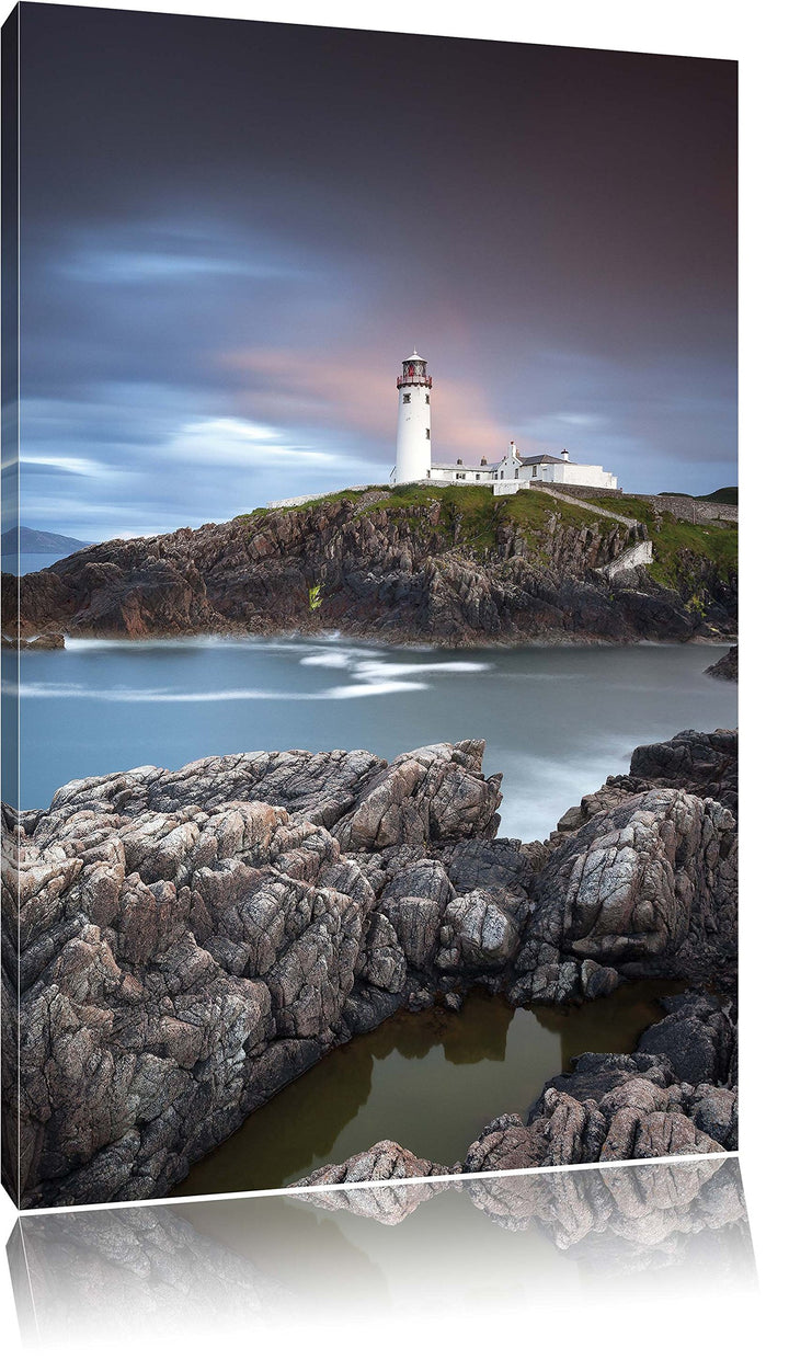 Leuchtturm im Meer, Format: 100x70 auf Leinwand, XXL riesige Bilder fertig gerahmt mit Keilrahmen, K