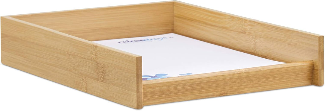 Relaxdays 10 x Dokumentenablage, DIN A4 Papierfach, Büro, Schreibtisch, flach, MDF Briefablage Bambu