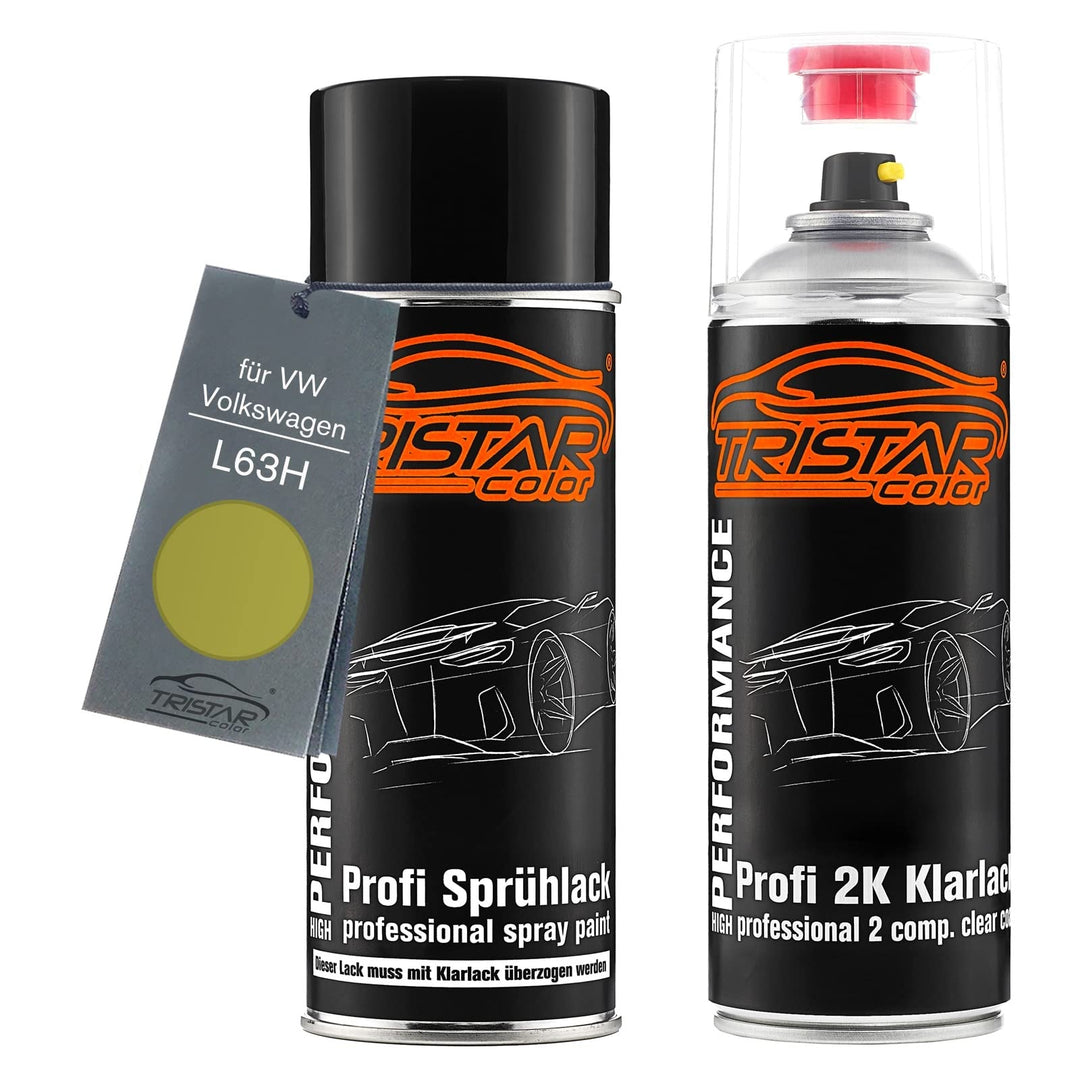 TRISTARcolor Autolack 2K Spraydosen Set für VW/Volkswagen L63H Taigagrün Basislack 2 Komponenten Kla