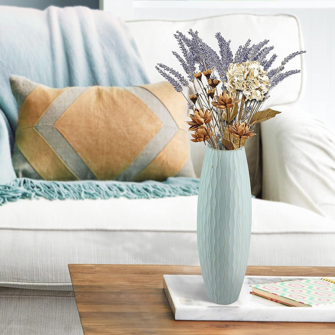 Stonebriar SB-5076C Beach Nostalgie Grosse Vase aus verwittertem blassem Ozean, Holz, Hellblau, 40 c