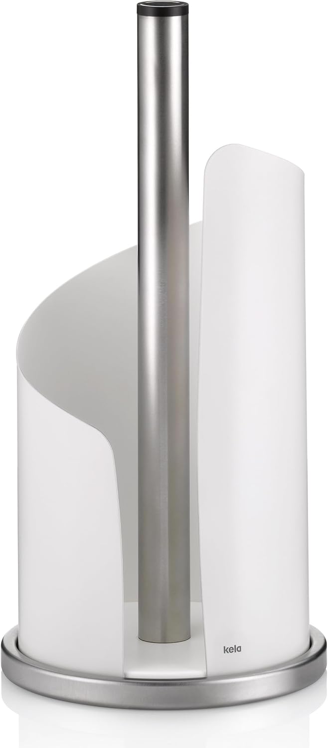 kela Küchenrollenhalter stehend, für dicke Rollen, Küchenpapierhalter 32 cm hoch, STELLA, Edelstahl/