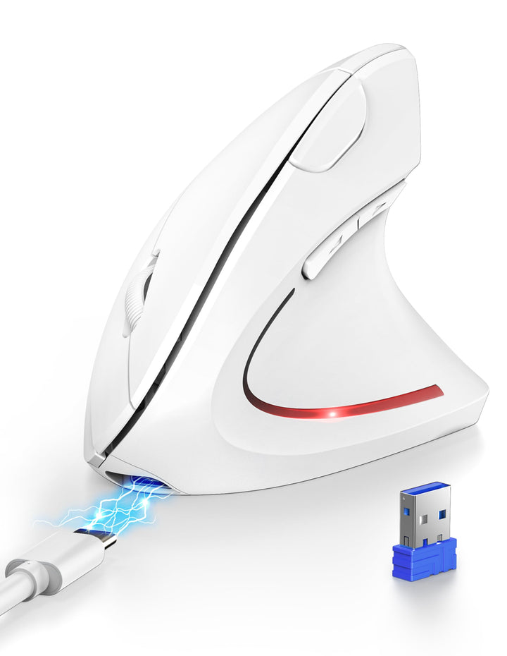 TECKNET Ergonomische Bluetooth Maus, Wiederaufladbar Kabellose Vertikale Maus (BT 5.0/3.0 + 2.4G), 6