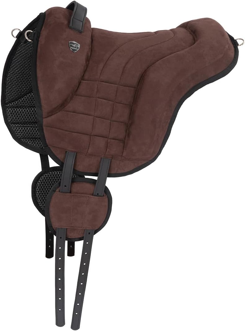 Equinate Reitpad Harper aus synthetischem Wildleder Pony Braun - Bareback Pad mit pflegeleichter Neo