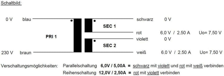 Sedlbauer Ringkerntrafo Transformator 30VA 2x6V für Audio, Industrie, Halogen und Schienensysteme -