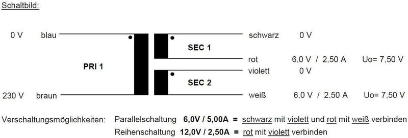 Sedlbauer Ringkerntrafo Transformator 30VA 2x6V für Audio, Industrie, Halogen und Schienensysteme -