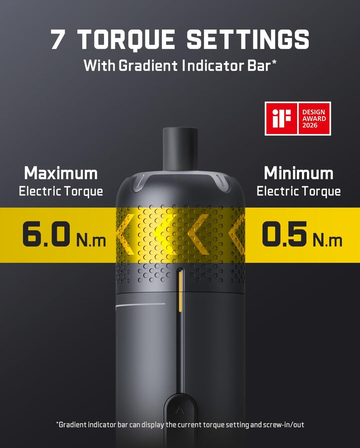 Fanttik S2 Pro 3,7V Elektroschrauber, Akku-Schrauberset, 7 Drehmoment (0,5 bis 6 Nm), 20 magnetische