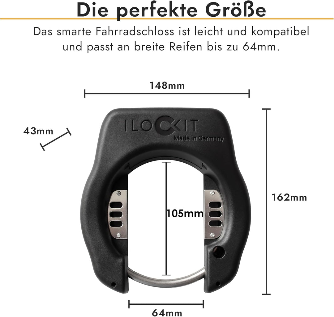 I LOCK IT+ Bluetooth Fahrradschloss mit Alarm | Smart Bike Lock with Alarm | Rahmenschloss per Handy