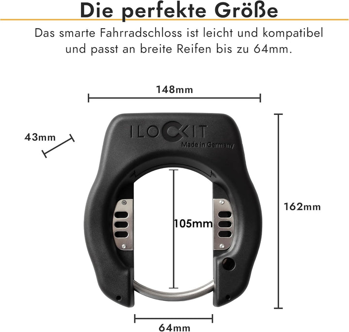 I LOCK IT+ Bluetooth Fahrradschloss mit Alarm | Smart Bike Lock with Alarm | Rahmenschloss per Handy