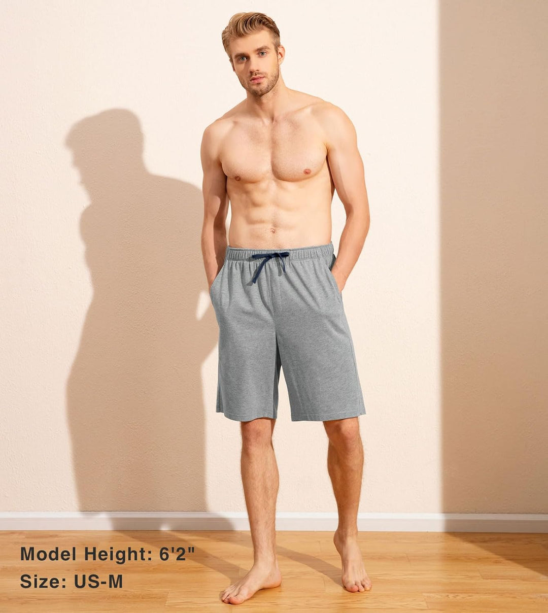 LAPASA Herren Pyjama Shorts mit Taschen, 2er Pack Pyjamahose Schlafshorts Baumwolle Kurze Schlafanzu