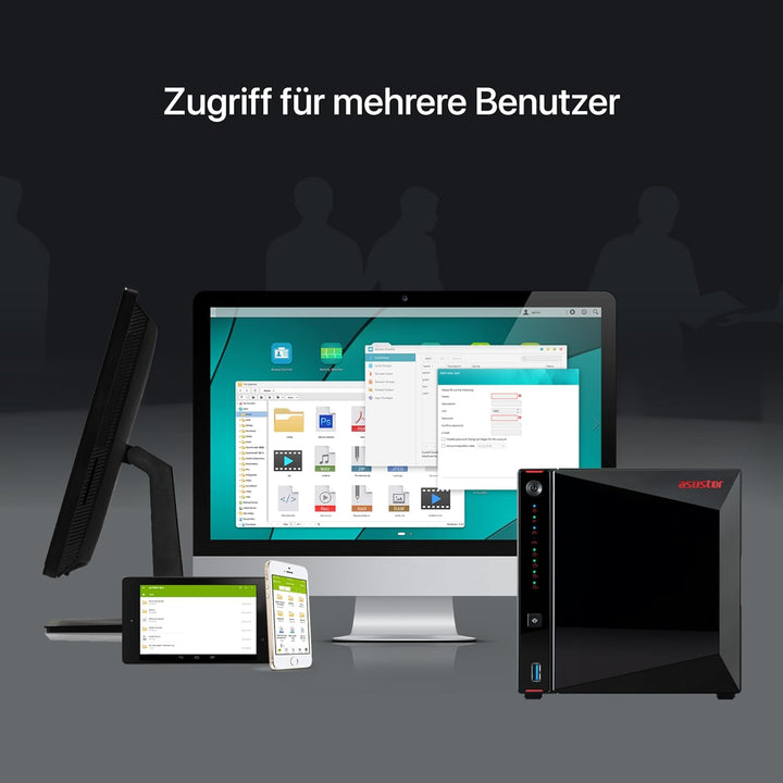 Asustor AS5404T Nimbustor 4 Gen2-4 Bay NAS Netzwerkspeicher Gehäuse, Quad-Core 2,0GHz CPU, 4xM.2 NVM