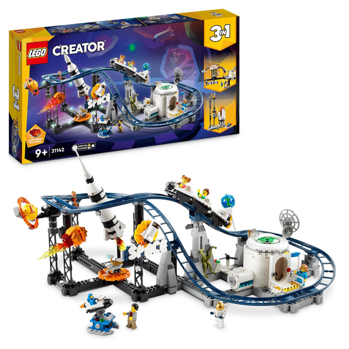LEGO 31142 Creator 3-in-1 Weltraum-Achterbahn, Bausatz Einer Spielzeug-Kirmes mit funktionierenden W