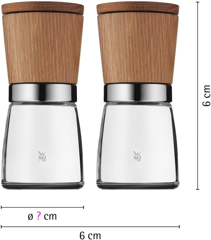 WMF Ceramill Nature Salz und Pfeffer Mühle Set 2-teilig, unbefüllt, für Salz, Pfeffer, Chilli, Salzm