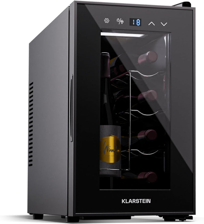Klarstein Weinkühlschrank,1 Zone Getränkekühlschrank mit Glastür, Leiser Indoor/Outdoor Kühlschrank,