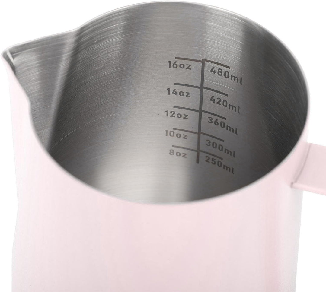 Milchkännchen Edelstahl 480ml, Milchaufschäumkrug Espresso Dampfkrug, Milchaufschäumbecher Milch Pit
