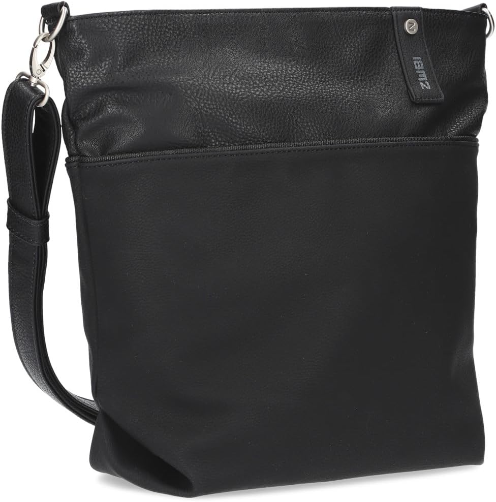 Zwei Handtasche Umhängetasche J12-z Kunstleder nubuk black, nubuk black