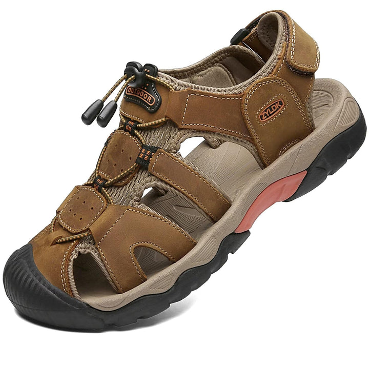 Herren Sandalen Leder Strand Trekkingsandalen Outdoorschuhe Sommer Wanderschuhe Männer Sport-Outdoor