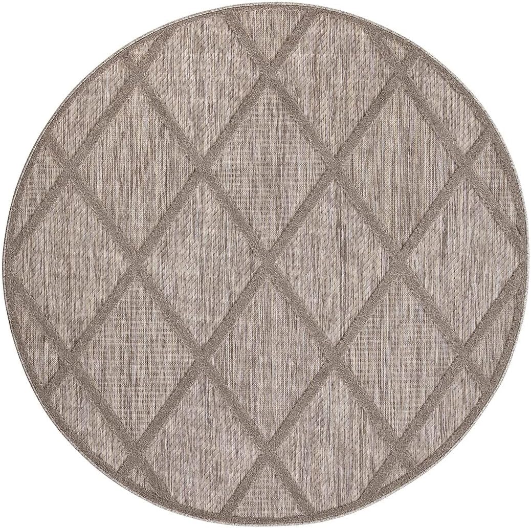 carpet city In-& Outdoor Teppich - Rund 120 cm - für Innen-& Aussenbereich - Wetterfest Balkon-Teppi