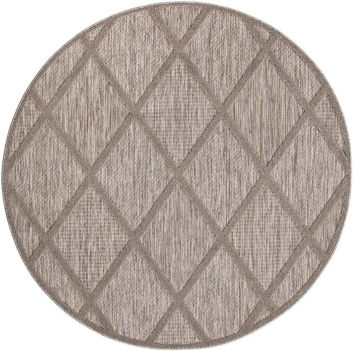 carpet city In-& Outdoor Teppich - Rund 120 cm - für Innen-& Aussenbereich - Wetterfest Balkon-Teppi