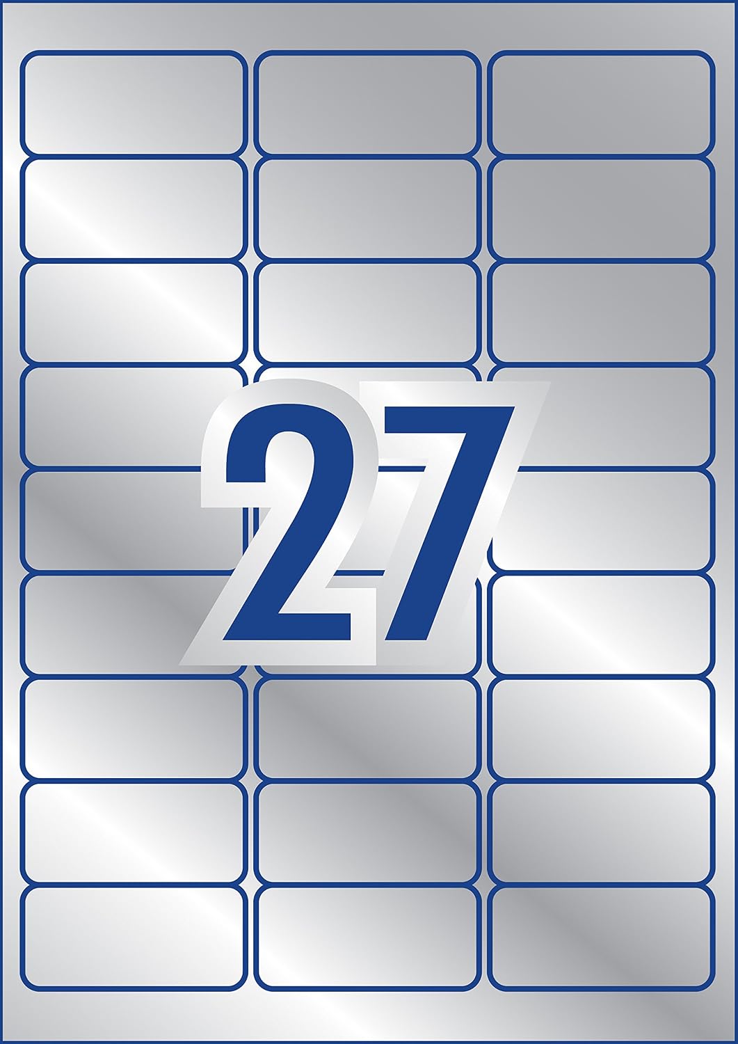 Avery L6011-20 Robuste Laseretiketten ( 27 Stück pro Blatt, 63,5 x 29,6 mm) 540 Etiketten in Silber