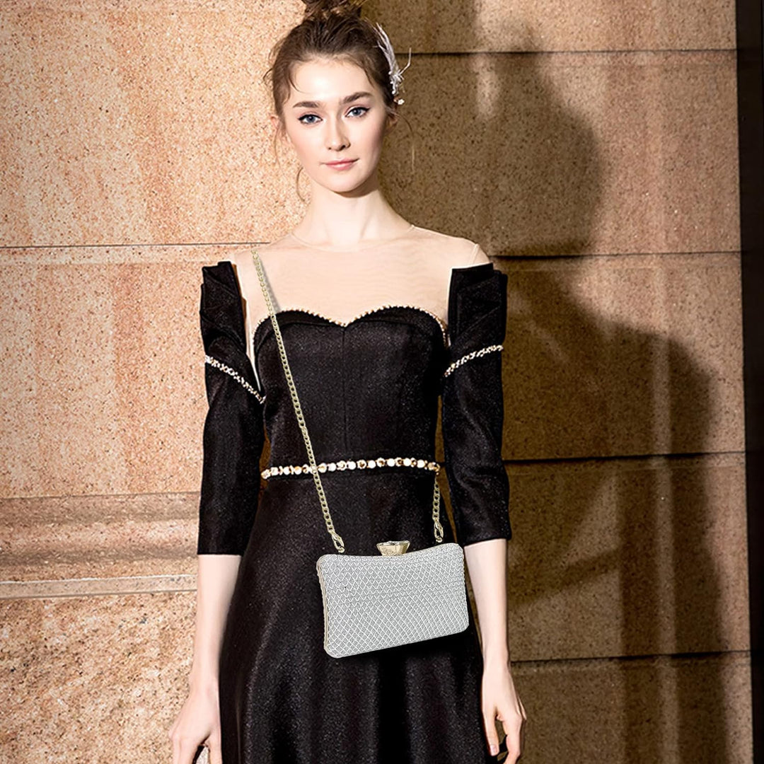 NICOLE &amp; DORIS Damen Abendtasche Clutch Handtaschen Elegant Umhängetasche Kleine Kettentasche Glitze