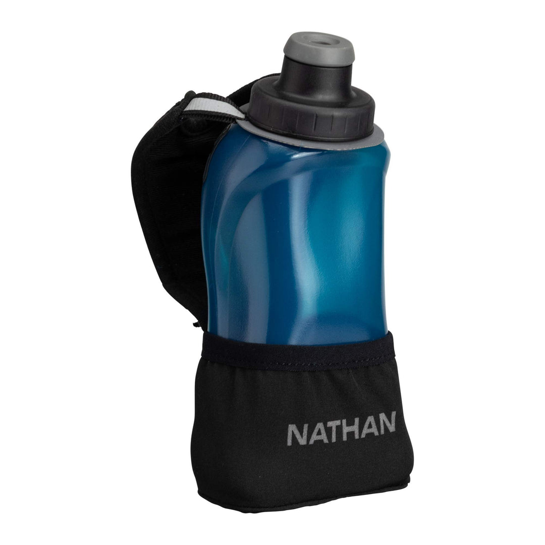 Nathan Quicksqueeze Lite Trinkflasche, isoliert, 340 ml, Schwarz/Marineblau, Einheitsgrösse 12oz Sch