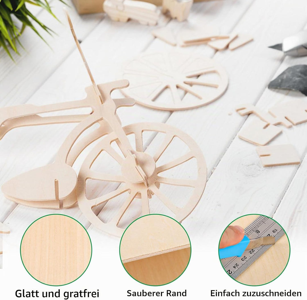 DAJAVE 26 Stück holzplatte A4 Sperrholz 3mm, 300x200x3mm Sperrholzplatte 3mm Holzplatten zum Basteln