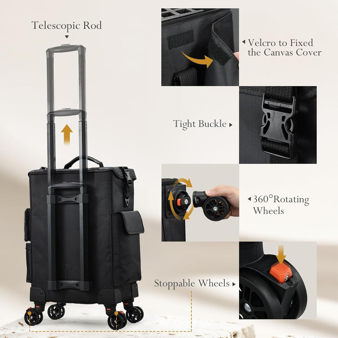 Kosmetikkoffer Make up 4 in 1 Friseurkoffer Nagelkoffer mit 3 Schubladen Beauty Case Koffer mit Roll