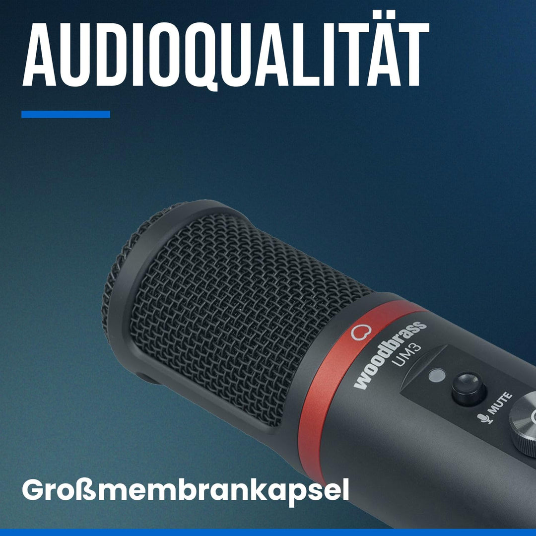 WOODBRASS UM3 - Micro Streaming, Podcast, Videokonferenzen, Gaming. USB -C Plug & Play Standalone-Mi