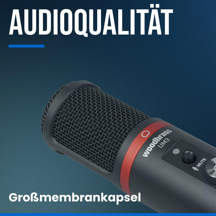 WOODBRASS UM3 - Micro Streaming, Podcast, Videokonferenzen, Gaming. USB -C Plug & Play Standalone-Mi