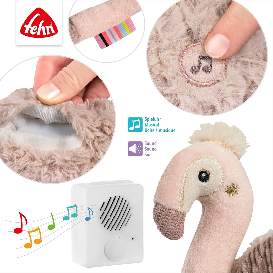 Fehn Einschlafhilfe Flamingo – Baby Einschlafhilfe mit Soundmodul: Flamingo Kuscheltier mit entnehmb