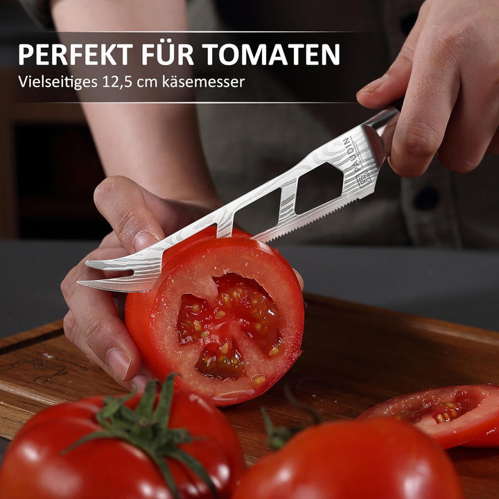 PAUDIN Käsemesser mit Gabelspitzen Klingenlänge 12,5 cm aus hochwertigem Edelstahl mit ergonomischem