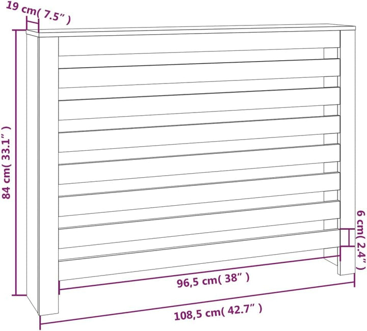 Heizkörperverkleidung 108,5x19x84 cm mit Horizontalen Latten Heizkörper Abdeckung Modernes Design He