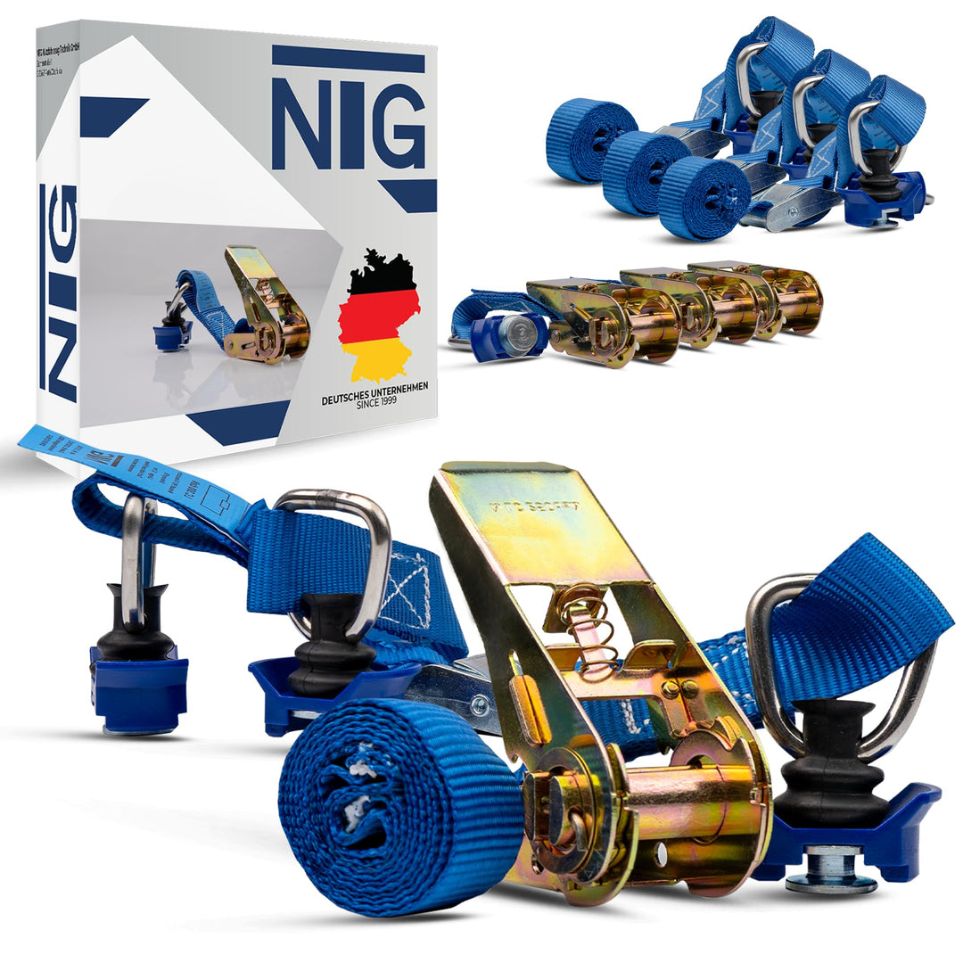 NTG Spanngurte mit Ratsche und Kunststoff-Fitting für Airlineschiene 10 Stück im Set | 1100 mm Lang